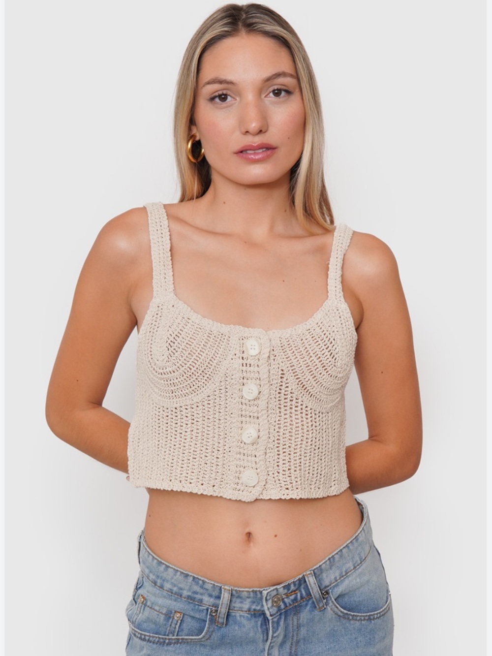 Zara Cotton Crochet Crop Top